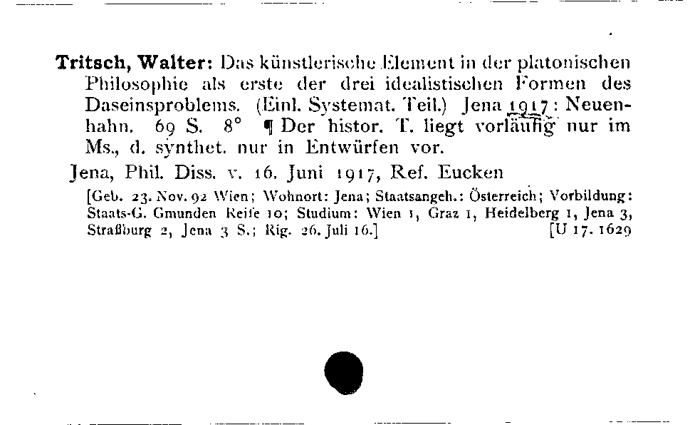 [Katalogkarte Dissertationenkatalog bis 1980]