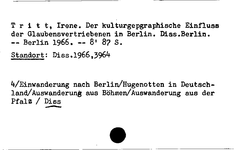 [Katalogkarte Dissertationenkatalog bis 1980]