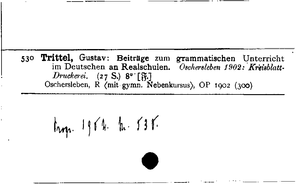 [Katalogkarte Dissertationenkatalog bis 1980]