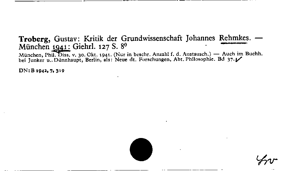 [Katalogkarte Dissertationenkatalog bis 1980]