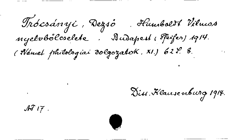 [Katalogkarte Dissertationenkatalog bis 1980]