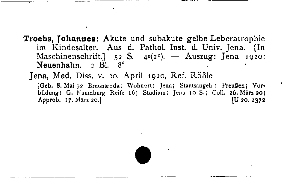 [Katalogkarte Dissertationenkatalog bis 1980]