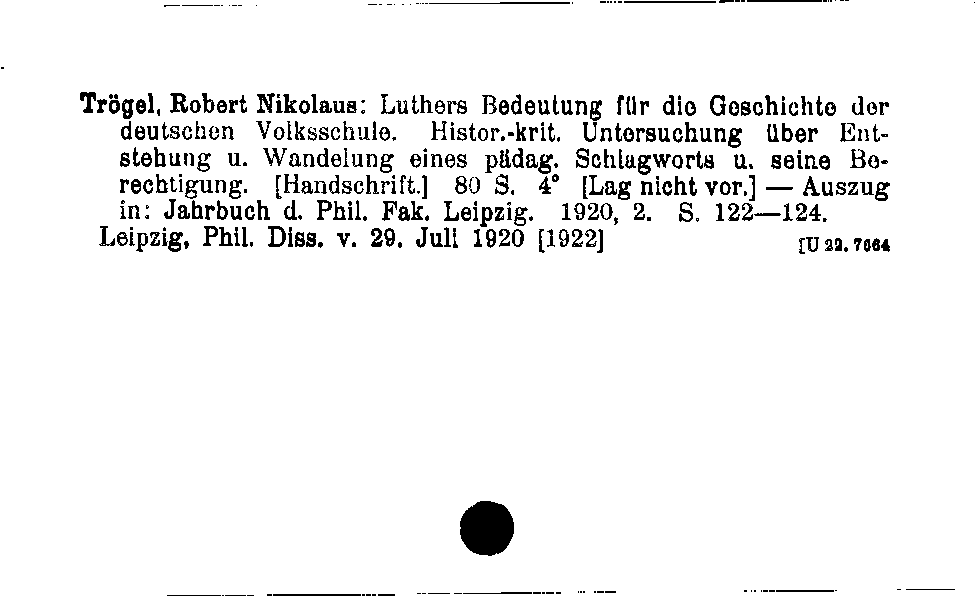 [Katalogkarte Dissertationenkatalog bis 1980]