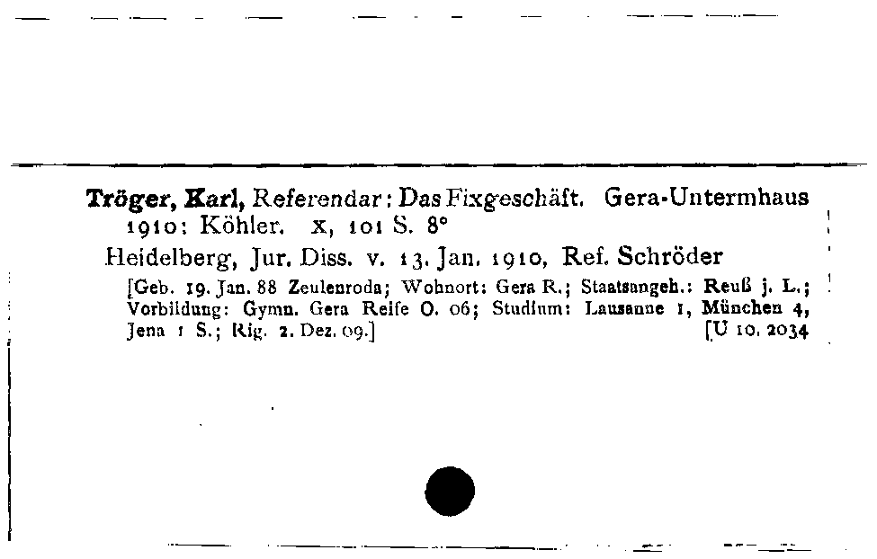 [Katalogkarte Dissertationenkatalog bis 1980]