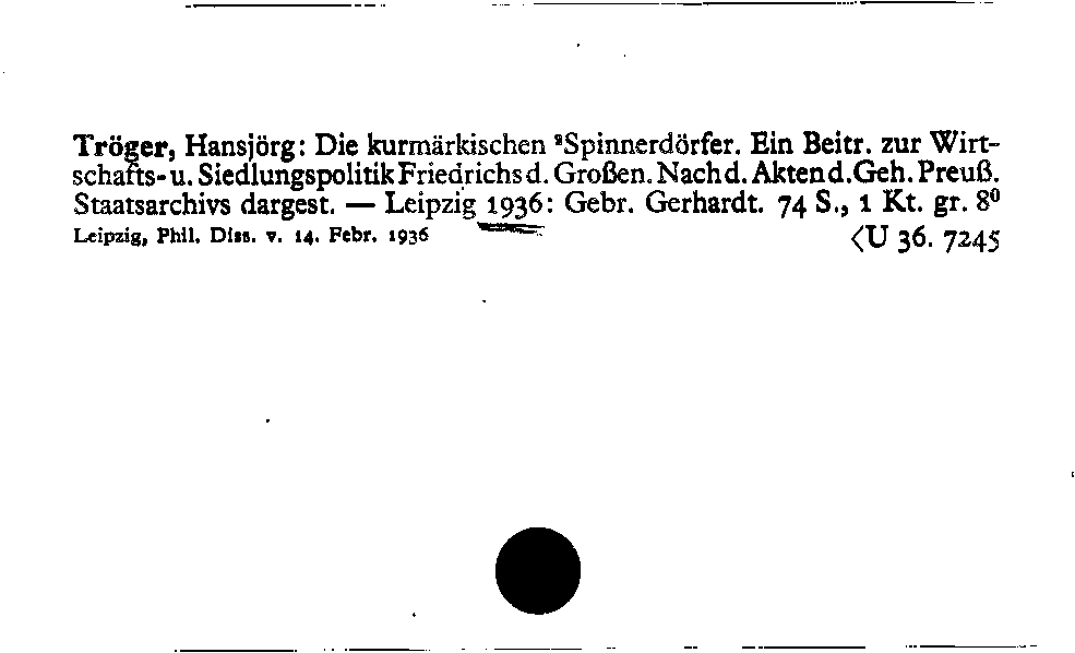 [Katalogkarte Dissertationenkatalog bis 1980]