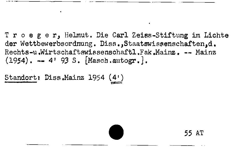 [Katalogkarte Dissertationenkatalog bis 1980]