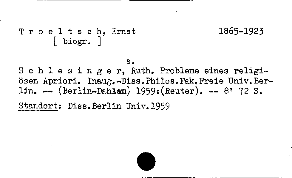 [Katalogkarte Dissertationenkatalog bis 1980]