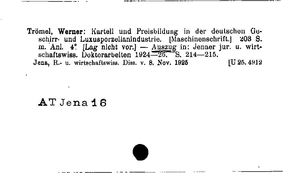 [Katalogkarte Dissertationenkatalog bis 1980]