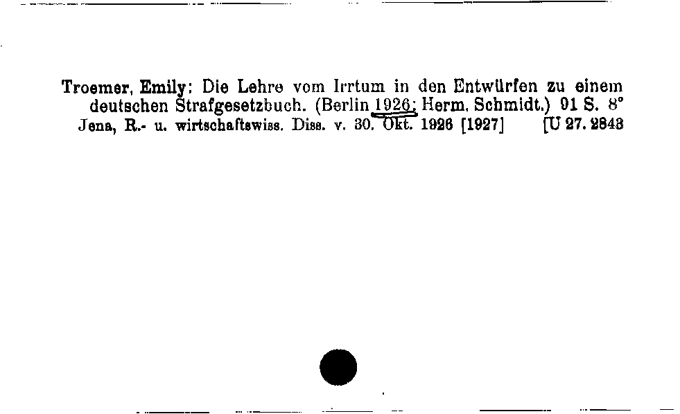 [Katalogkarte Dissertationenkatalog bis 1980]