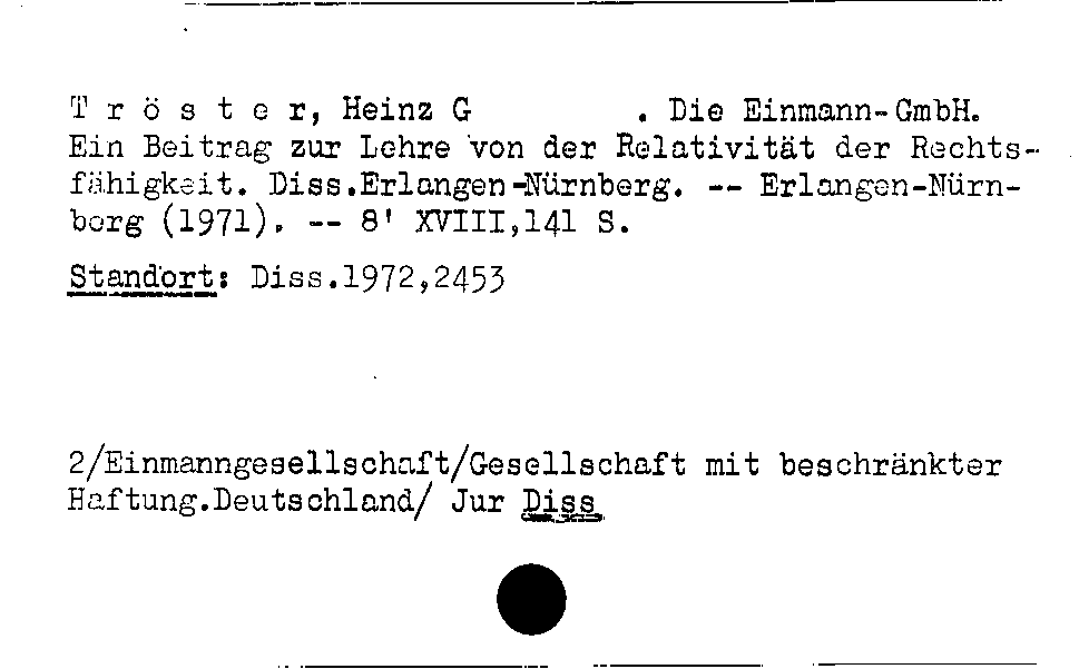 [Katalogkarte Dissertationenkatalog bis 1980]