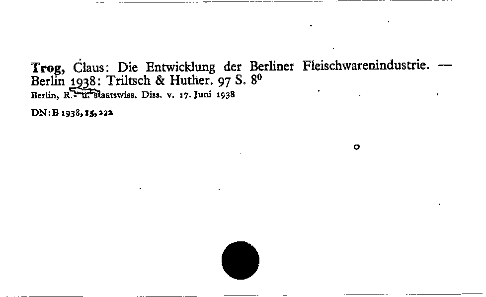 [Katalogkarte Dissertationenkatalog bis 1980]