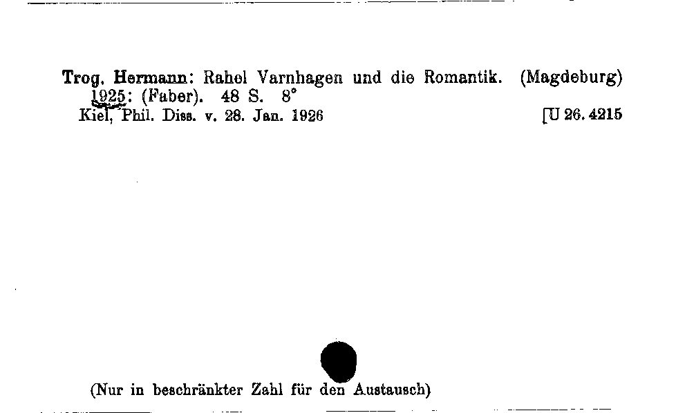 [Katalogkarte Dissertationenkatalog bis 1980]