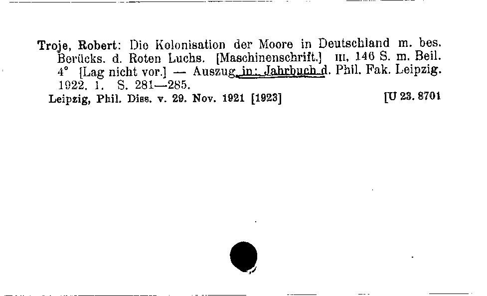 [Katalogkarte Dissertationenkatalog bis 1980]