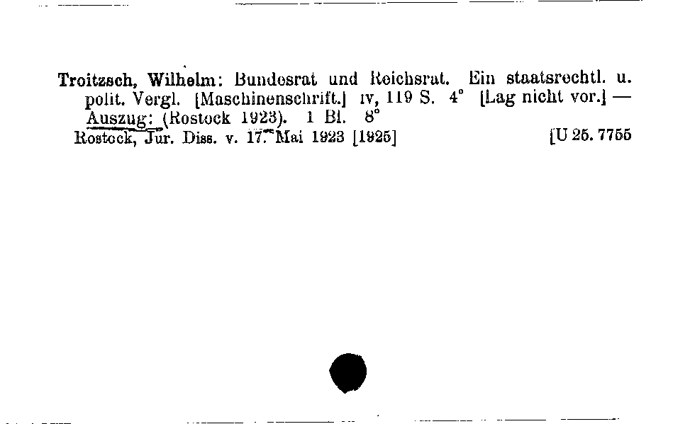 [Katalogkarte Dissertationenkatalog bis 1980]