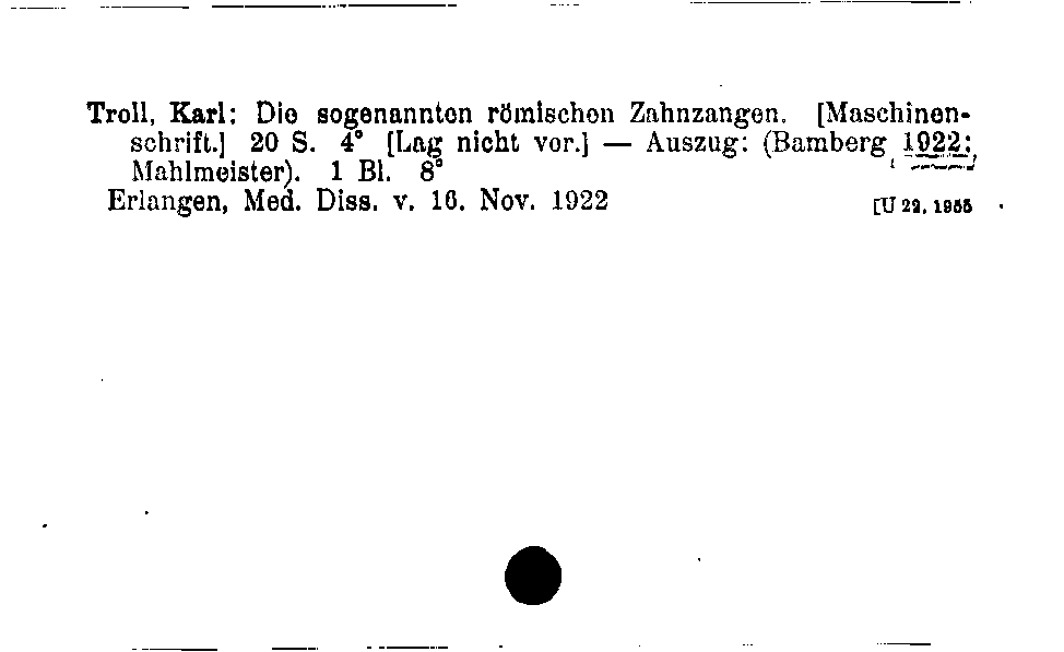 [Katalogkarte Dissertationenkatalog bis 1980]