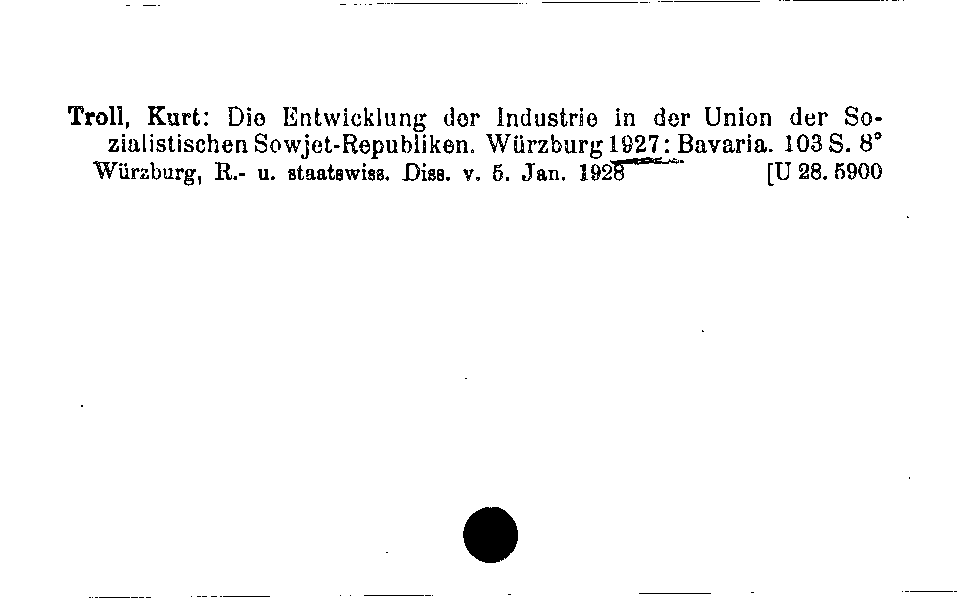 [Katalogkarte Dissertationenkatalog bis 1980]