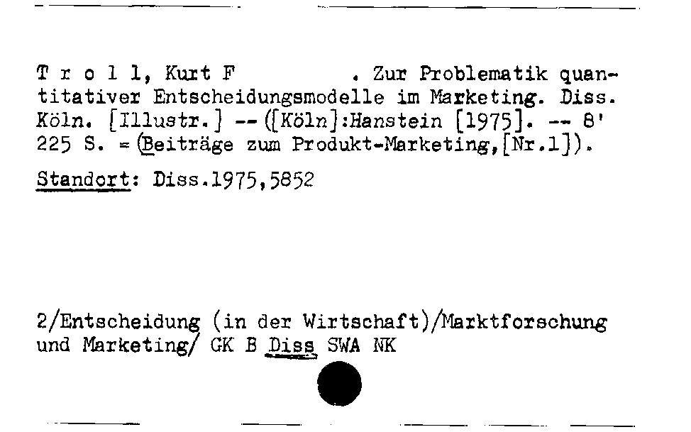 [Katalogkarte Dissertationenkatalog bis 1980]