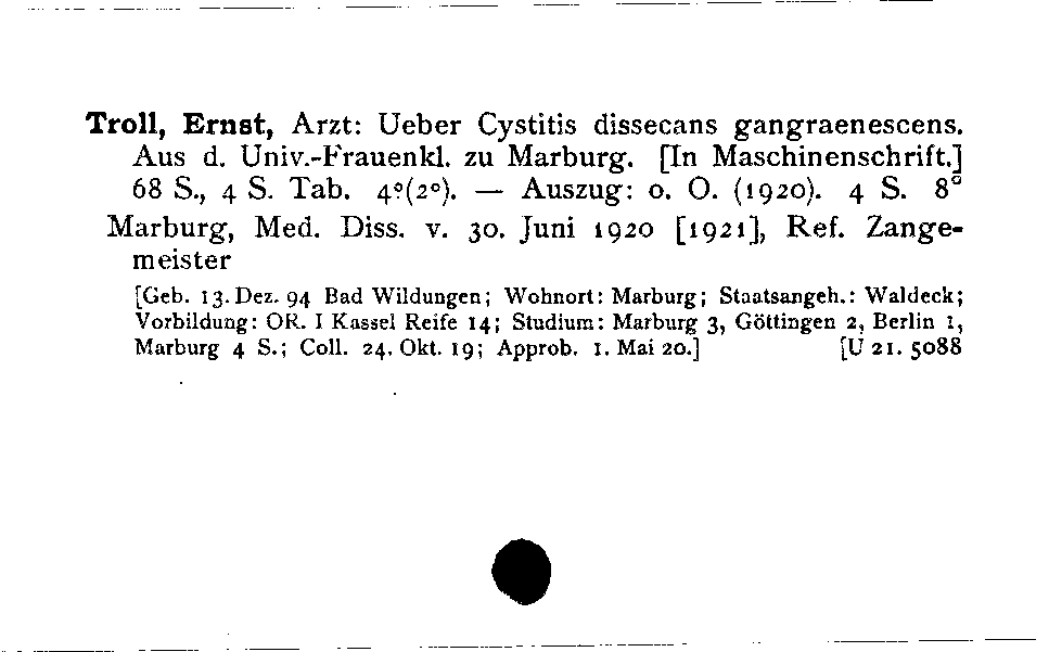 [Katalogkarte Dissertationenkatalog bis 1980]