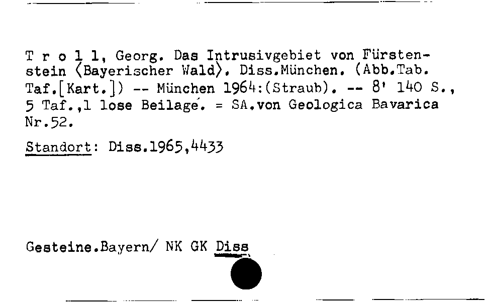 [Katalogkarte Dissertationenkatalog bis 1980]