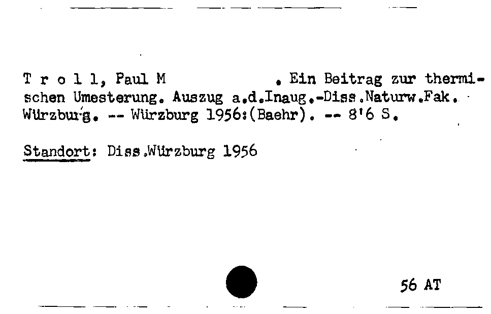 [Katalogkarte Dissertationenkatalog bis 1980]