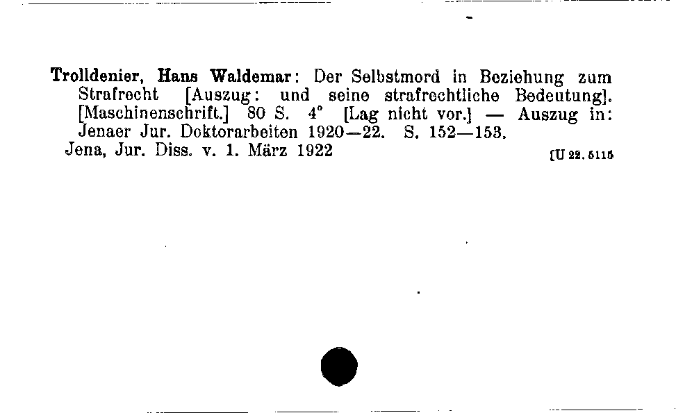 [Katalogkarte Dissertationenkatalog bis 1980]