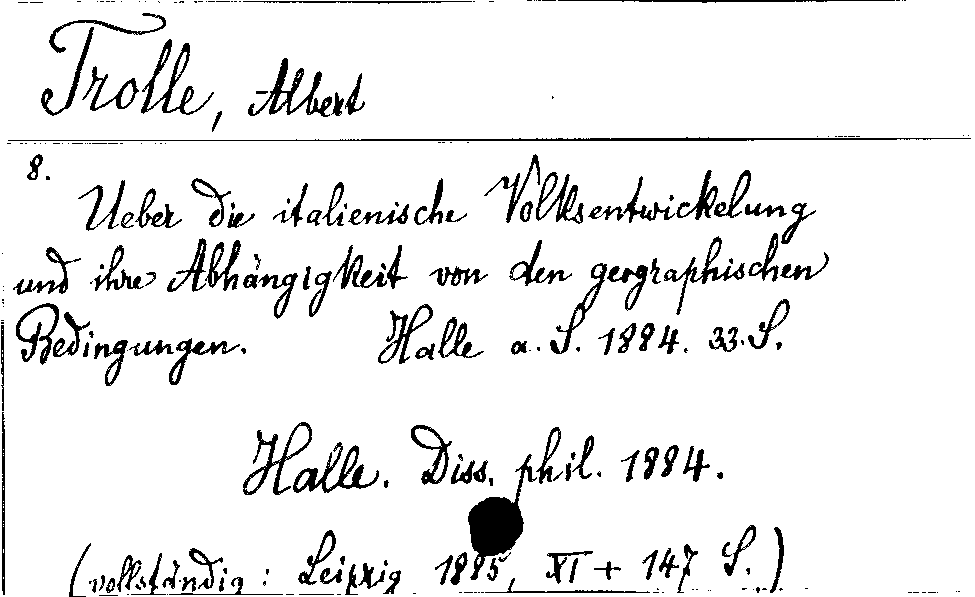 [Katalogkarte Dissertationenkatalog bis 1980]