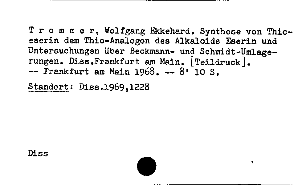 [Katalogkarte Dissertationenkatalog bis 1980]