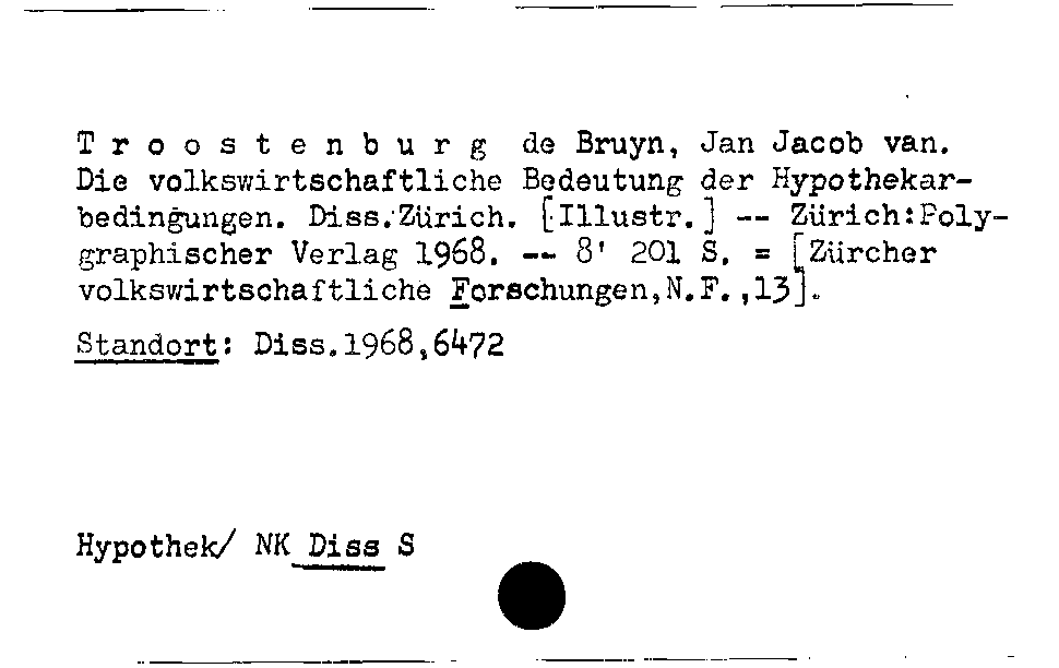 [Katalogkarte Dissertationenkatalog bis 1980]