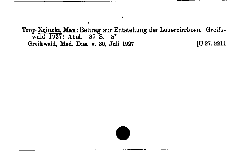 [Katalogkarte Dissertationenkatalog bis 1980]