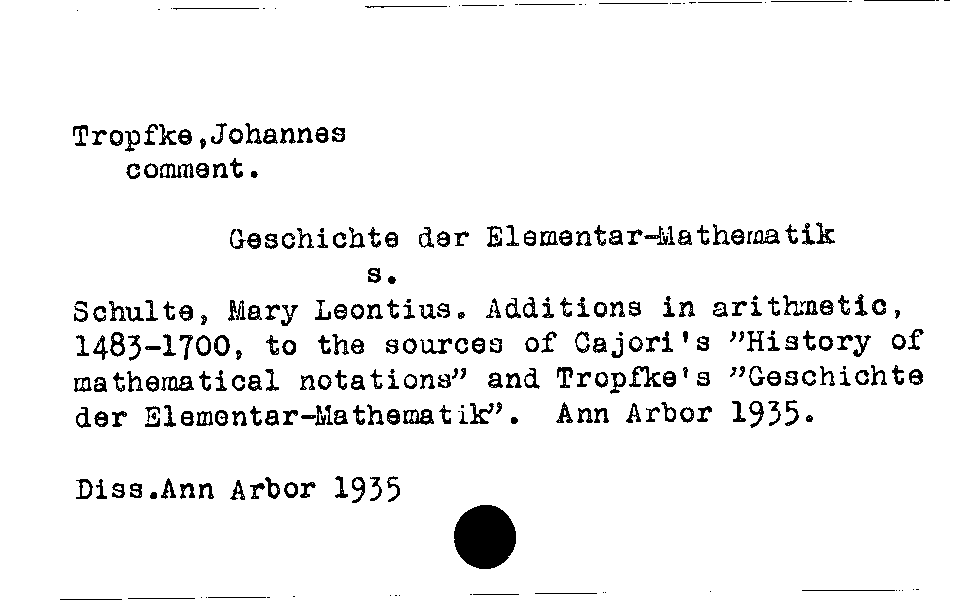 [Katalogkarte Dissertationenkatalog bis 1980]