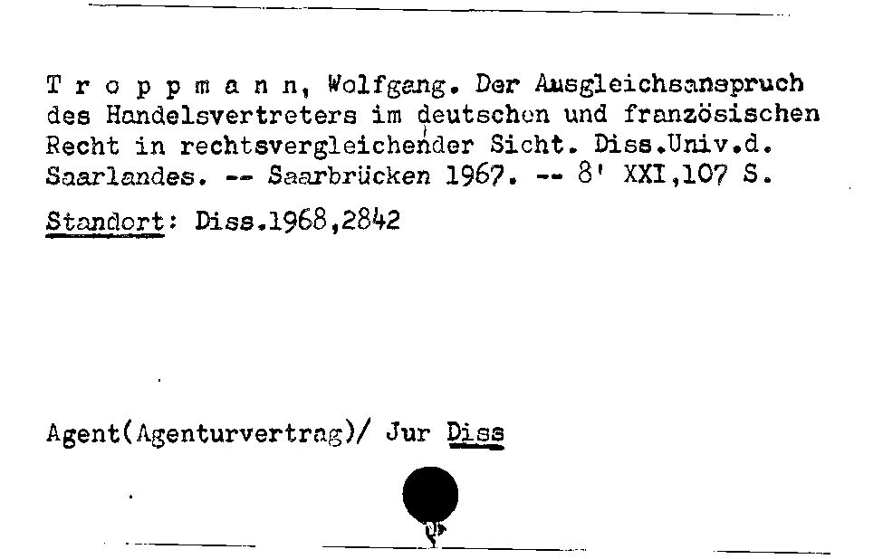 [Katalogkarte Dissertationenkatalog bis 1980]