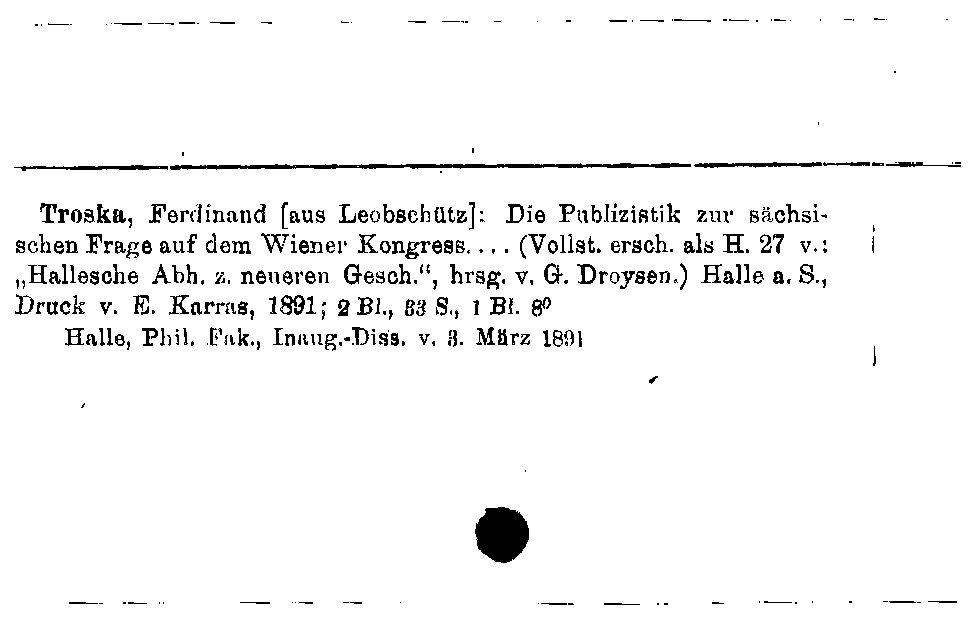 [Katalogkarte Dissertationenkatalog bis 1980]