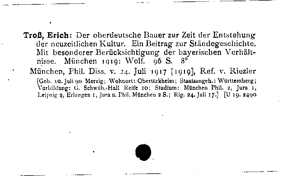 [Katalogkarte Dissertationenkatalog bis 1980]