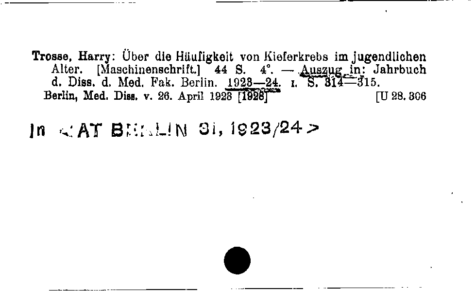 [Katalogkarte Dissertationenkatalog bis 1980]