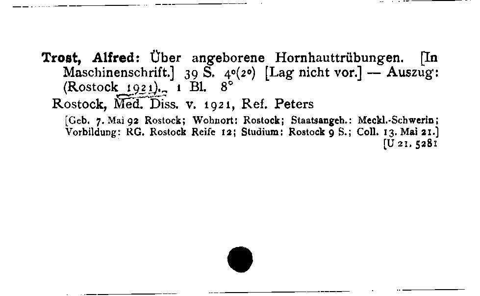 [Katalogkarte Dissertationenkatalog bis 1980]