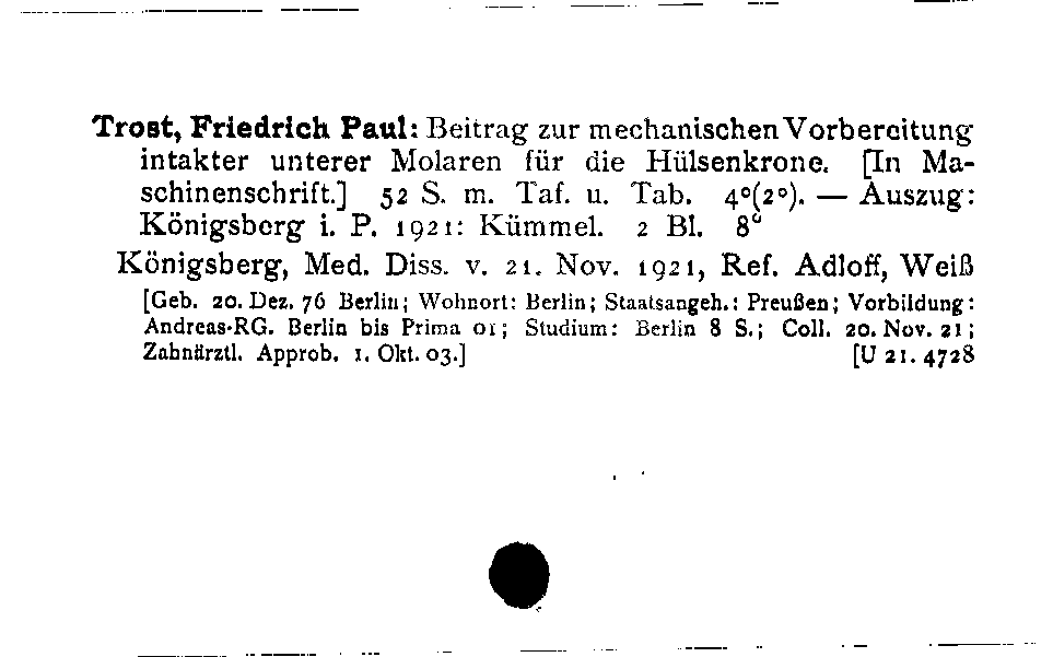 [Katalogkarte Dissertationenkatalog bis 1980]