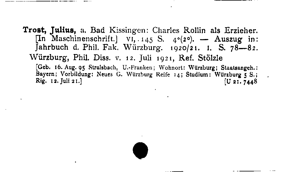 [Katalogkarte Dissertationenkatalog bis 1980]