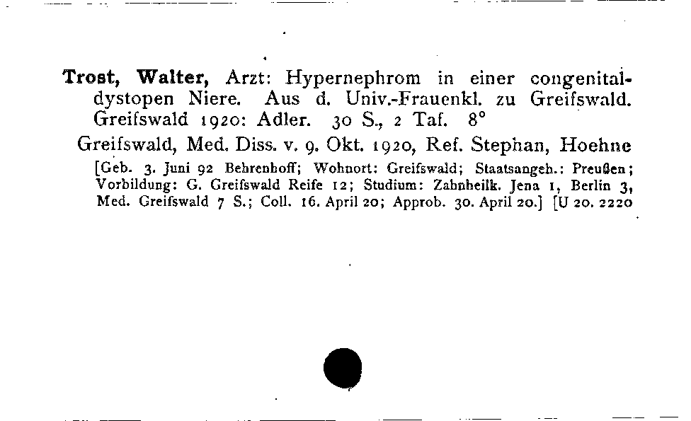 [Katalogkarte Dissertationenkatalog bis 1980]