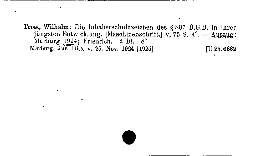 [Katalogkarte Dissertationenkatalog bis 1980]