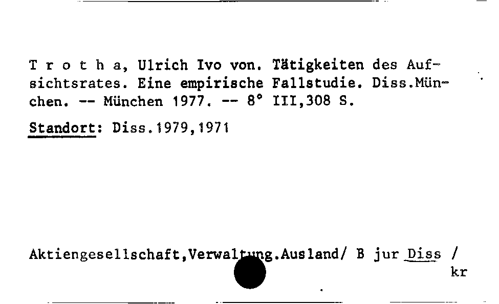 [Katalogkarte Dissertationenkatalog bis 1980]