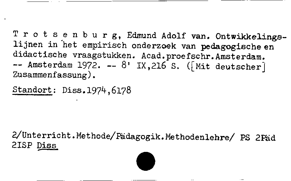 [Katalogkarte Dissertationenkatalog bis 1980]