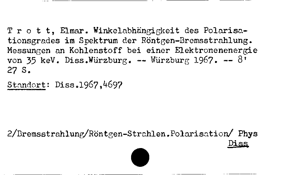 [Katalogkarte Dissertationenkatalog bis 1980]