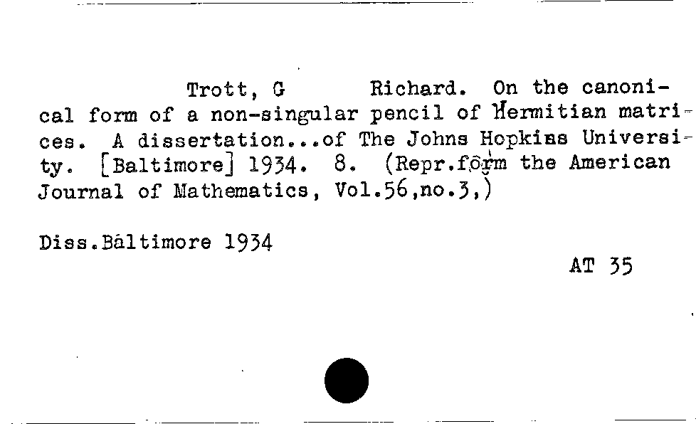 [Katalogkarte Dissertationenkatalog bis 1980]