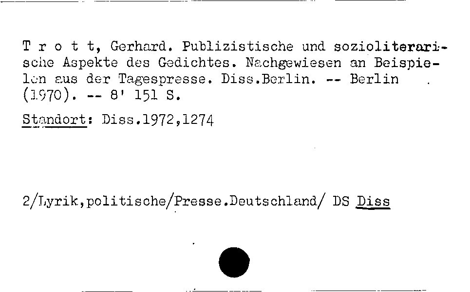 [Katalogkarte Dissertationenkatalog bis 1980]