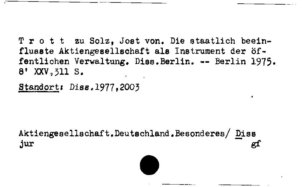 [Katalogkarte Dissertationenkatalog bis 1980]