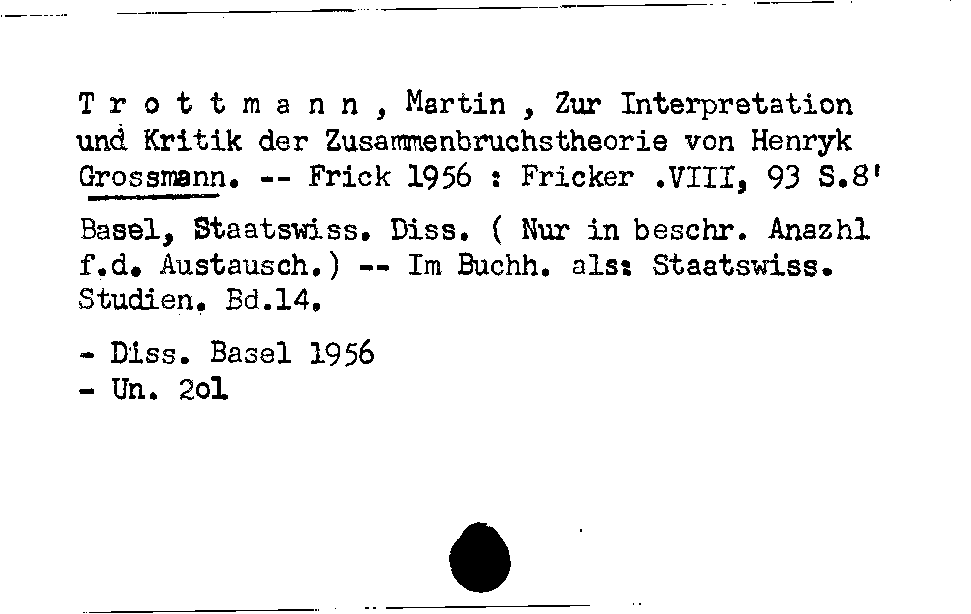 [Katalogkarte Dissertationenkatalog bis 1980]