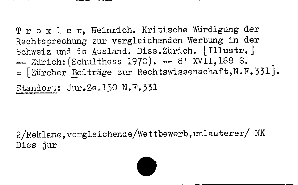 [Katalogkarte Dissertationenkatalog bis 1980]