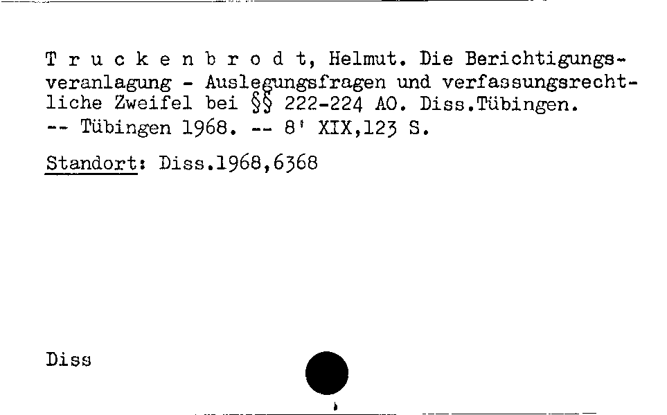 [Katalogkarte Dissertationenkatalog bis 1980]