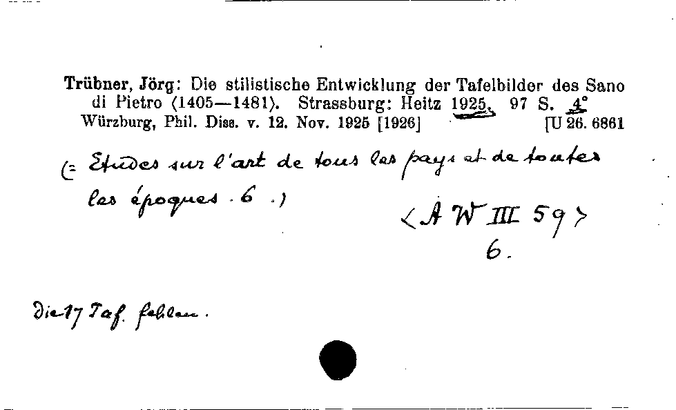 [Katalogkarte Dissertationenkatalog bis 1980]