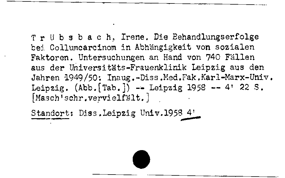 [Katalogkarte Dissertationenkatalog bis 1980]